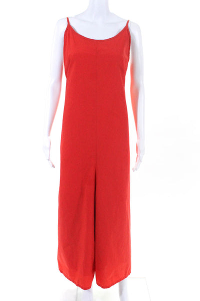 Maeve Anthropologie Cotton Buttoned Sleeveless Wide Leg Jumpsuit Red Size XL