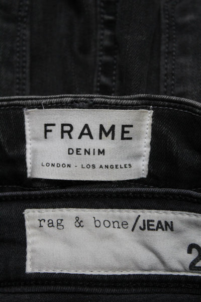 Frame Rag & Bone Womens Distress Skinny Bootcut Leg Jeans Black Size 23 24 Lot 2