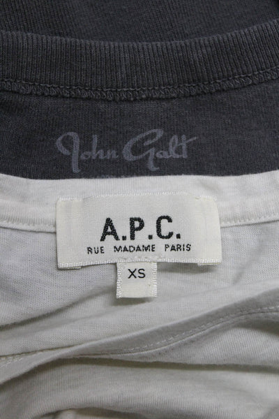 John Galt A.P.C Womens Cotton Graphic Short Sleeve T-Shirts Gray Size XS Lot 2