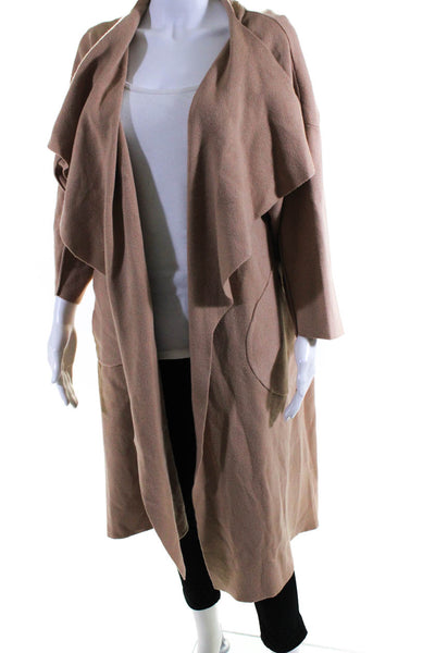 SNDYS. Womens Draped Open Front Ribbed Long Sleeve Duster Cardigan Brown Size X