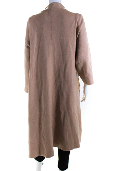 SNDYS. Womens Draped Open Front Ribbed Long Sleeve Duster Cardigan Brown Size X