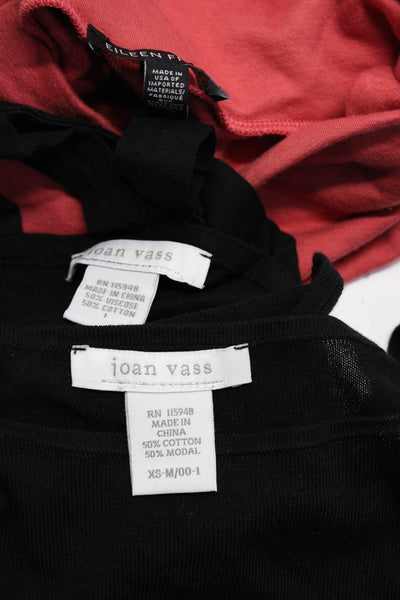 Eileen Fisher Joan Vass Womens Mock Neck Textured T-Shirts Black Size XS M Lot 3