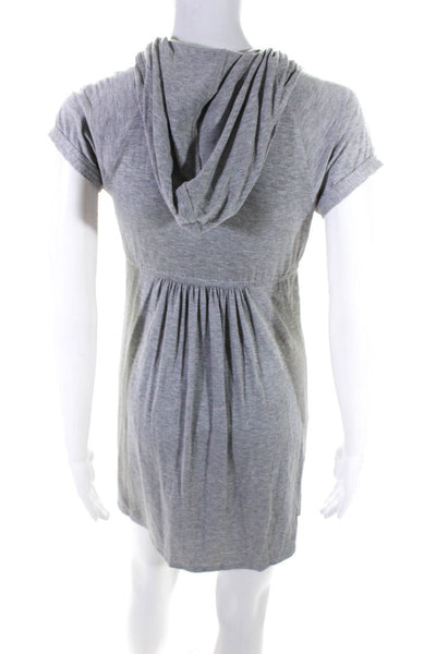 Robin Piccone Womens Jersey Knit V-Neck Empire Waist Hooded Dress Gray Size S