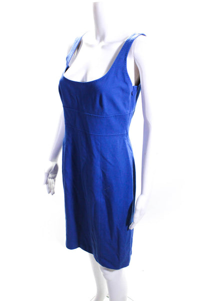 Elie Tahari Womens Side Zip Scoop Neck Sheath Dress Blue Size Medium