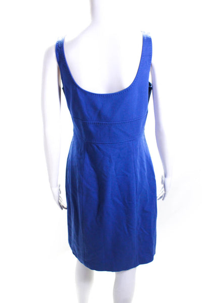 Elie Tahari Womens Side Zip Scoop Neck Sheath Dress Blue Size Medium