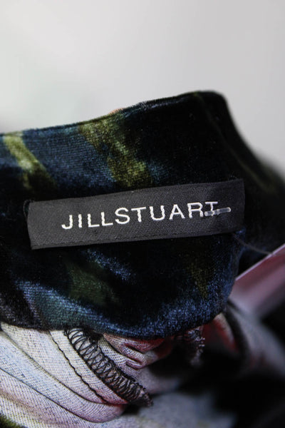 Jill Stuart Womens Green Velour Printed High Rise Wide Leg Pants Size S