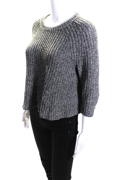 Madewell Womens Black Cable Knit Crew Neck Pullover Swing Sweater Top Size XS