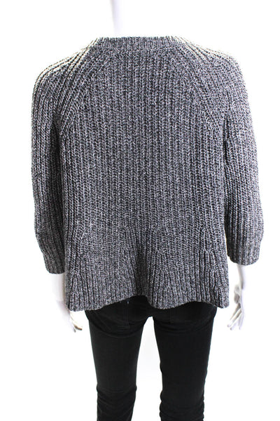 Madewell Womens Black Cable Knit Crew Neck Pullover Swing Sweater Top Size XS