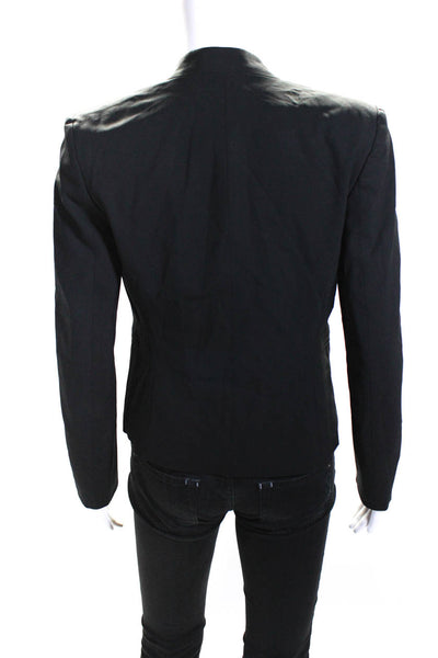 Theory Womens Pointed Hem Long Sleeve Open Front Blazer Jacket Black Size 2