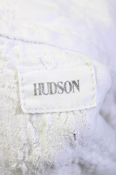 Hudson Women's Emmet Long Sleeve Distressed Boyfriend Jacket White Size XS