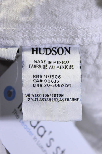 Hudson Women's Emmet Long Sleeve Distressed Boyfriend Jacket White Size XS