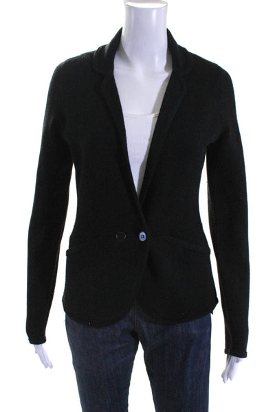 Halogen Womens Single Button Cardigan Sweater Black Wool Size Small