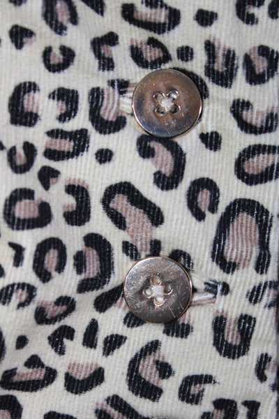 Gretchen Scott Womens Corduroy Animal Print Jacket Beige Brown Size Small