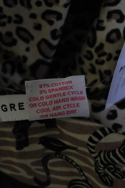 Gretchen Scott Womens Corduroy Animal Print Jacket Beige Brown Size Small