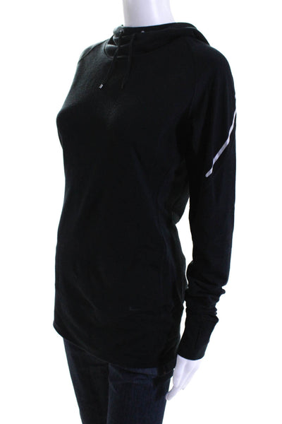 Nike Womens Long Sleeve Pullover High Neck Hoodie w/ Thumb Holes Black Size S