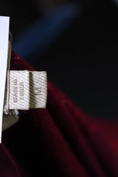 Burberry Brit Women's Round Neck Short Sleeves Striped Blouse Burgundy Size M