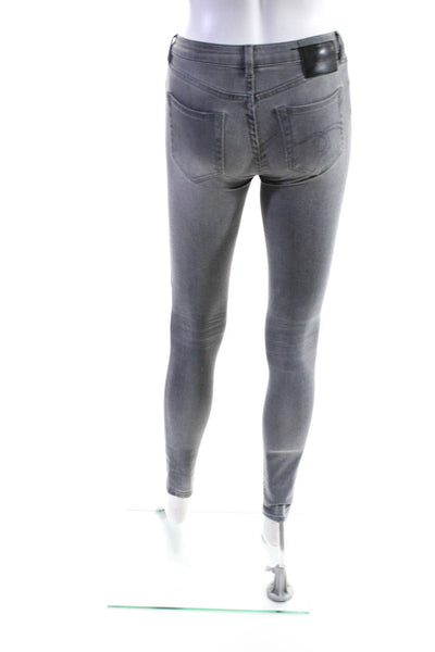 R13 Womens Cotton Spotted Distress Buttoned Skinny Leg Jeans Gray Size EUR24