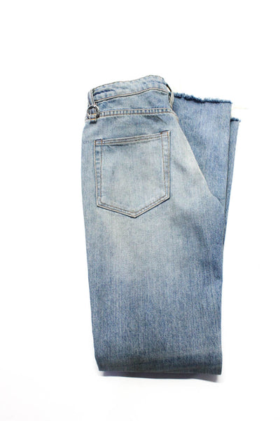 Simon Miller Womens Cotton Distress Buttoned Straight Leg Jeans Blue Size EUR24
