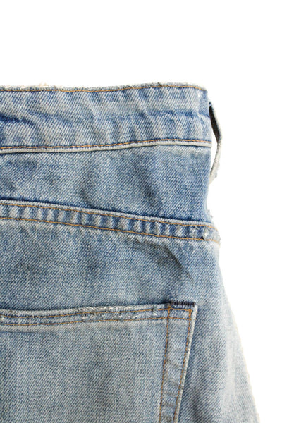 Simon Miller Womens Cotton Distress Buttoned Straight Leg Jeans Blue Size EUR24