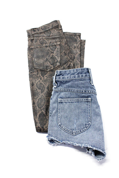 Tularosa J Brand Womens Cotton Distress Animal Shorts Pants Blue Size 24 Lot 2