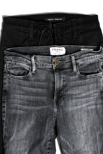 Frame Denim J Brand Womens High Rise Skinny Jeans Black Gray Size 27 28 Lot 2