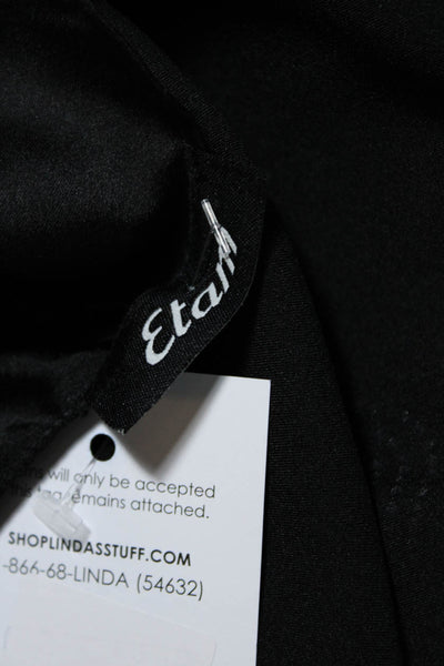 Etam Womens Graphic Sequin Short Sleeve Kimono Robe Black Size Medium