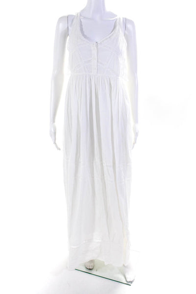 Current/Elliott Womens Cotton Sleeveless Lace Accent Maxi Dress White Size 1