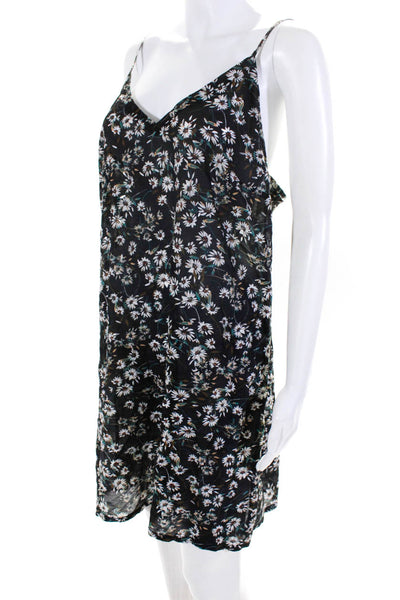 Munthe Womens Sheer Floral Print Spaghetti Strap Mini Tank Dress Black Size 42