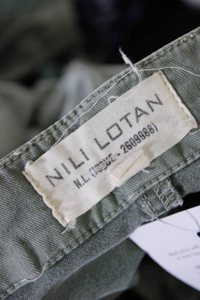 Nili Lotan Womens Cotton Tapered Leg Low-Rise Cargo Pants Light Green Size 6