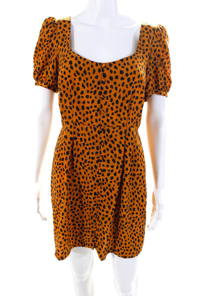 BB Dakota Womens Leopard Puff Sleeve Dress Size 4 14022120