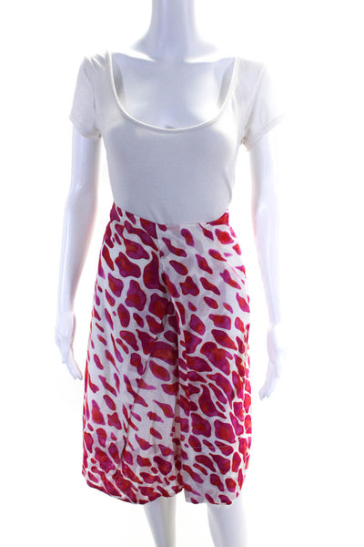Boss Hugo Boss Women's Abstract Print A-Line Skirt White Pink Orange Size 10