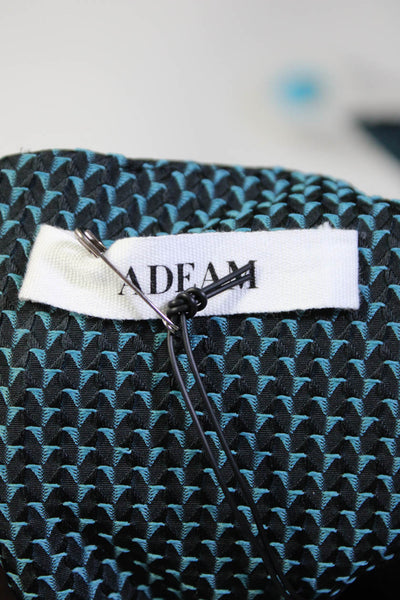 Adeam Womens Geometric Print Asymmetrical Zip Up Fit & Flare Dress Teal Size 8