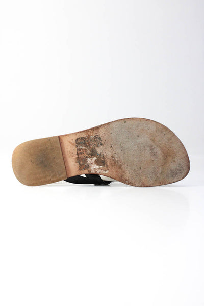 Matt Bernson Womens Leather Strappy Slip-On Cut-Out Flip Flops Black Size 7
