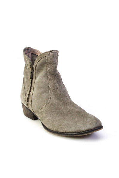 Seychelles Womens Round Toe Side Zipped Block Heels Ankle Booties Gray Size 7