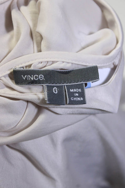 Vince Women's Long Sleeve Cross Front Satin Drape Blouse Ivory Size 0