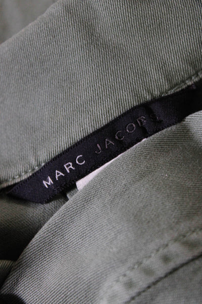 Marc Jacobs Womens Collared Twill Button Up Jacket Green Cotton Size 12