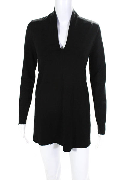 COS Women's V-Neck Long Sleeves A-Line Mini Dress Black Size S