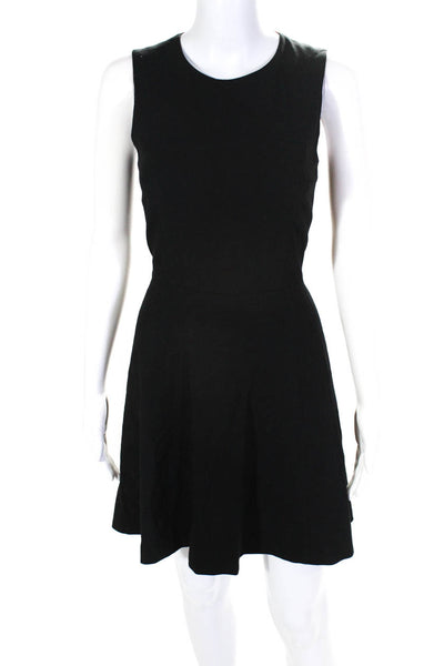 Theory Women's Round Neck Sleeveless Fit Flare Mini Dress Black Size 2
