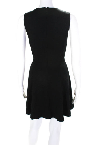 Theory Women's Round Neck Sleeveless Fit Flare Mini Dress Black Size 2