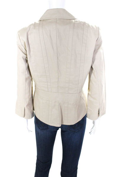 DKNY Women's Hip Length Cotton Lightweight Button Down Jacket Beige Size 10
