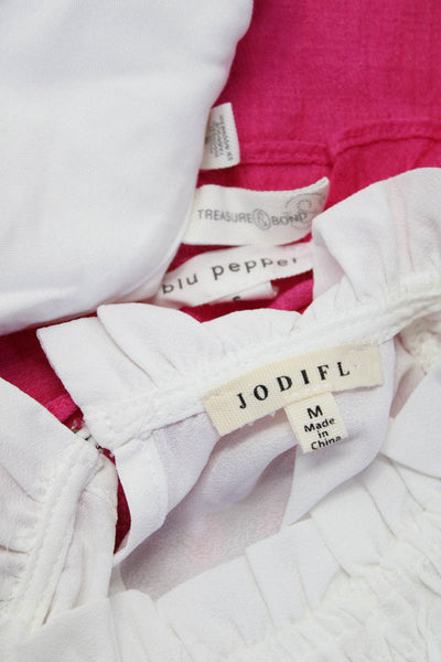 Jodifl Blu Pepper Treasure & Bond Womens Ruffle Trim Blouse White Size M S Lot 3