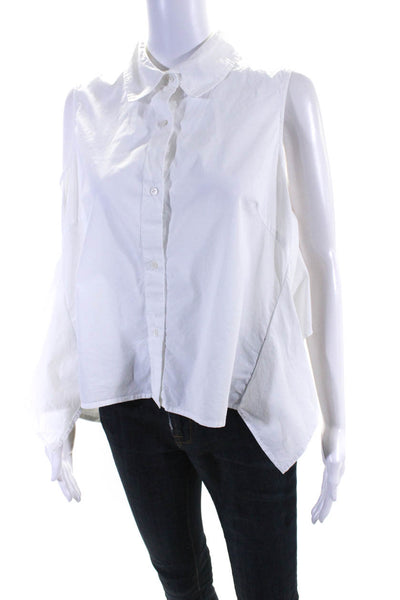 Peter Som Women's Collar Cold Shoulder Button Down Shirt White Size 12