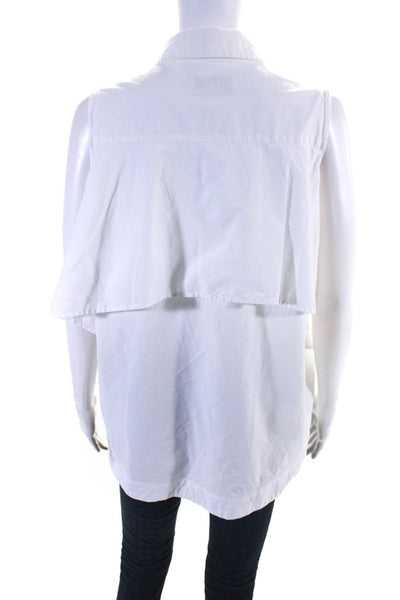 Peter Som Women's Collar Cold Shoulder Button Down Shirt White Size 12