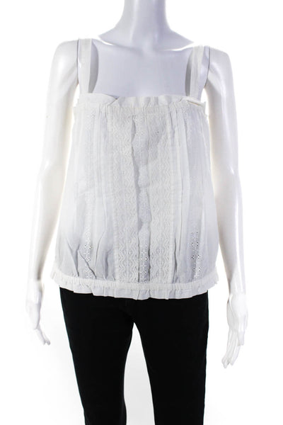Current/Elliott Womens White Cotton Square Neck Sleeveless Blouse Top Size 2