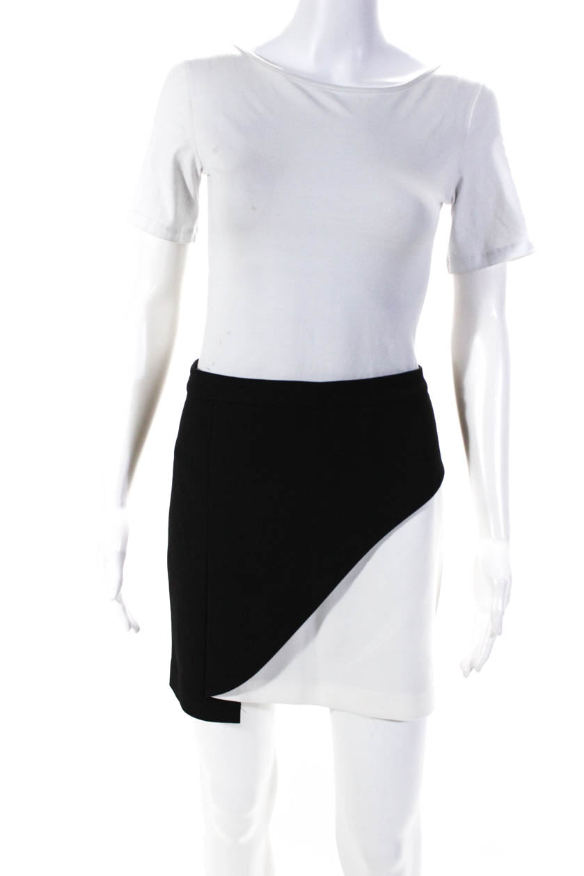 BCBGMAXAZRIA Womens Black White Color Block Lined Mini A Line