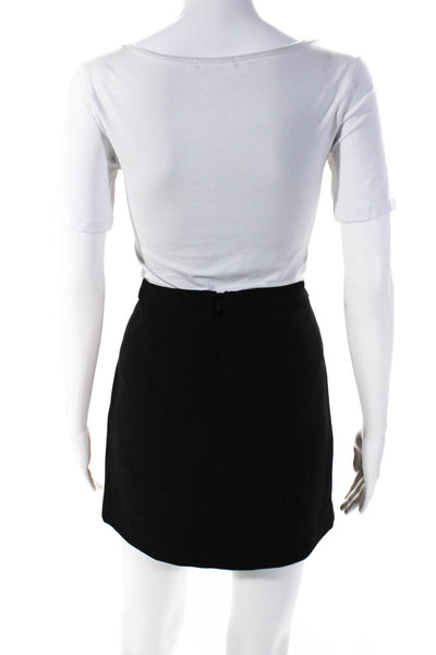 BCBGMAXAZRIA Womens Black White Color Block Lined Mini A-Line Skirt Size M