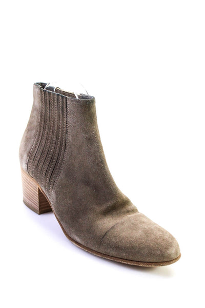 Vince Womens Suede Stretch Inset Ankle Boots Gray Size 7.5 Medium