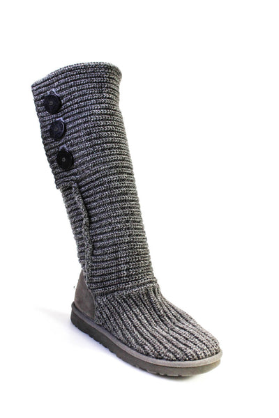 UGG Australia Womens Textile Woven Three Button Classic Cardy Boots Gray Size 7