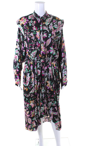 Etoile Isabel Marant Womens Floral Print A Line Dress Black Size EUR 44