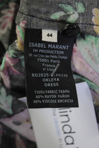 Etoile Isabel Marant Womens Floral Print A Line Dress Black Size EUR 44